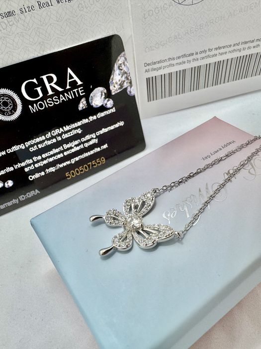 Сребърно колие с мойсанит (Диамант) 0.5 карата