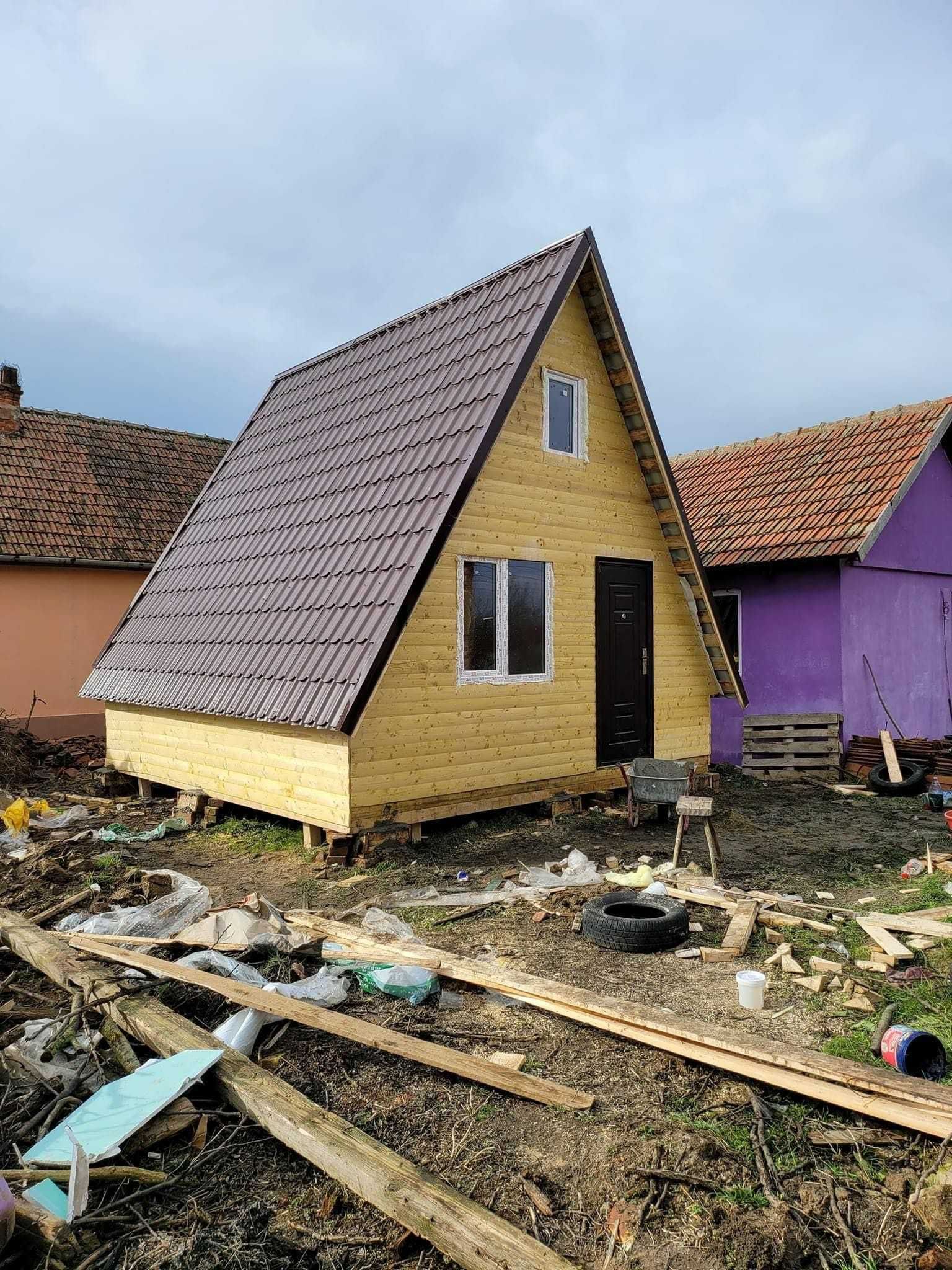 Cabana stil A-Frame si case din structura de lemn