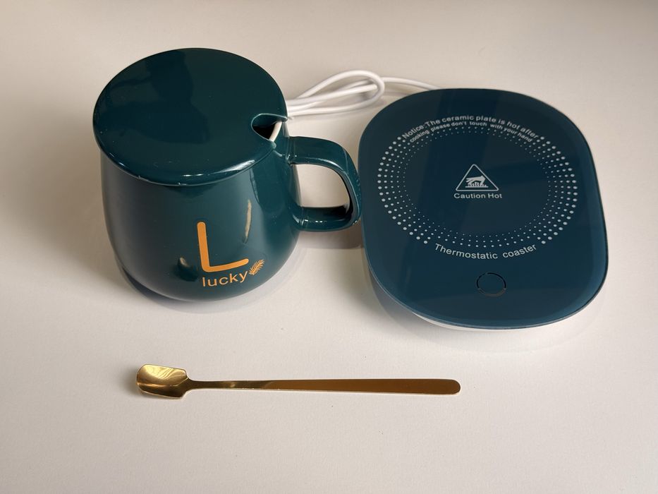 Cana de birou cadou cu încalzitor USB - Verde