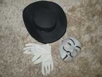 Set masca palarie si manusi Vendetta