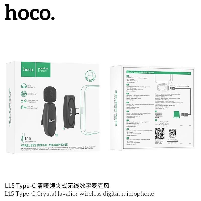 Микрофон Петличный Беспроводной HOCO L15 Type-C