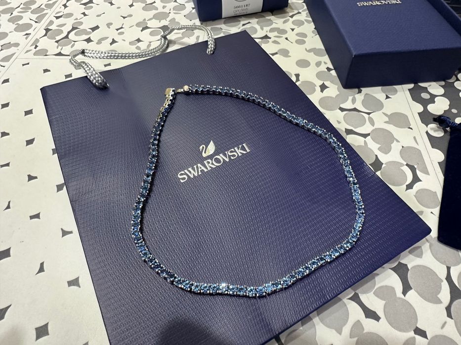 Colier Swarovski matrix tennis albastru nou
