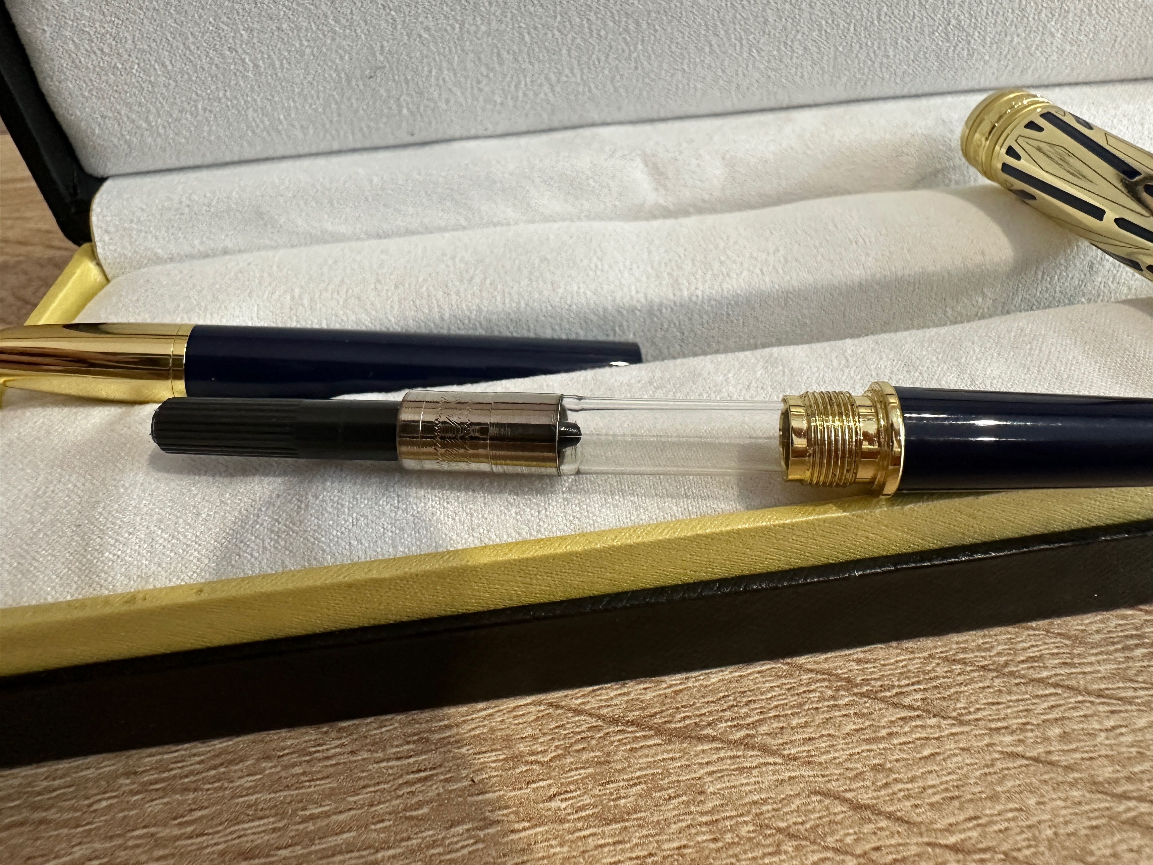 Stilou Mont Blanc Meisterstuck fountain pen, reserva/cerneala, auriu