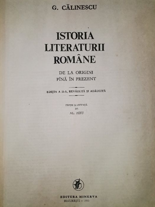 Istoria literaturii române G. Calinescu, ed 2-a