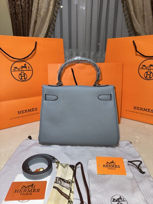 Geanta Hermes Kelly 28cm Blue/accesorii gold