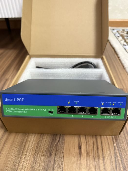 Poe коммутатор 6 каналов + 2 канала UP-Link