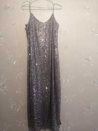 Платье в пайетках на лямочке 46-48 размер