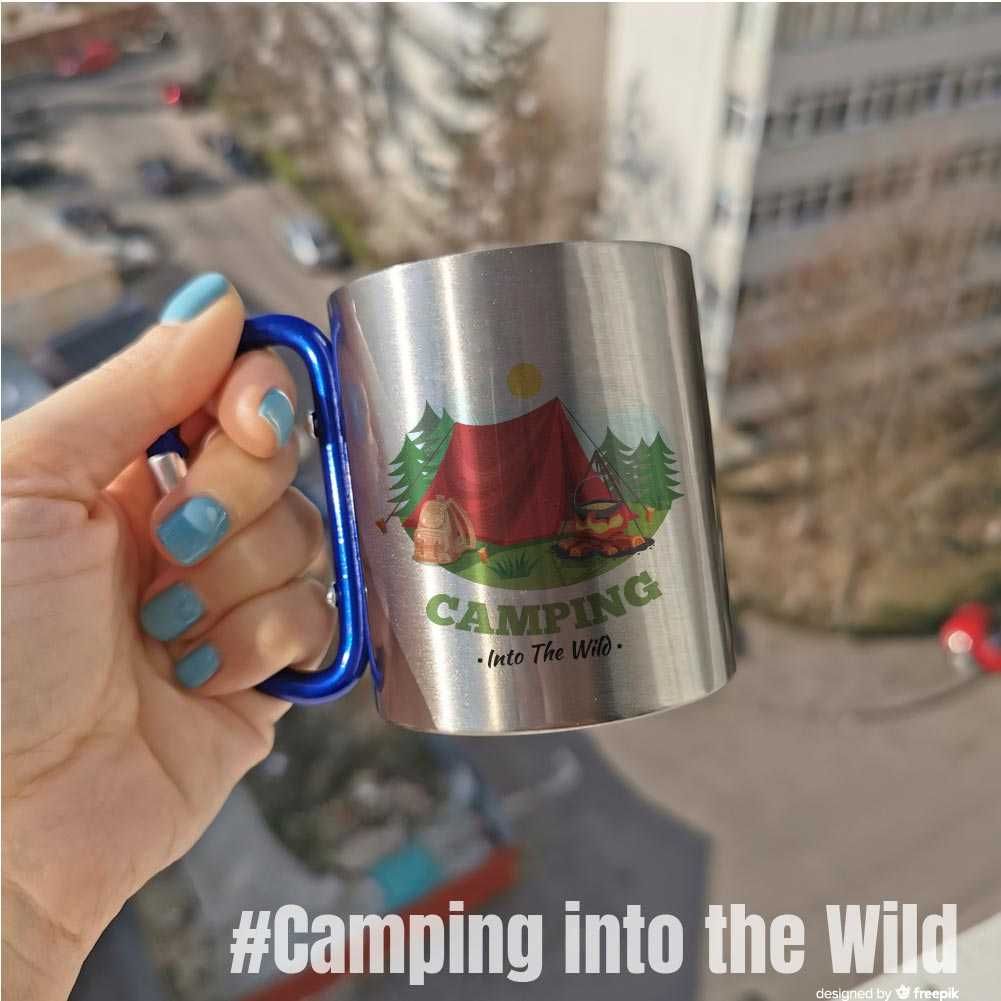 Cana Inox Cadou Personalizata Drumetie Munte – Camping Into The Wild