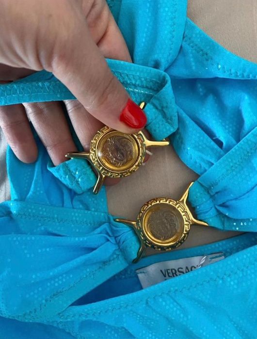 Costum de baie intreg monokini Versace ITALIA - M - turcuaz albastru
