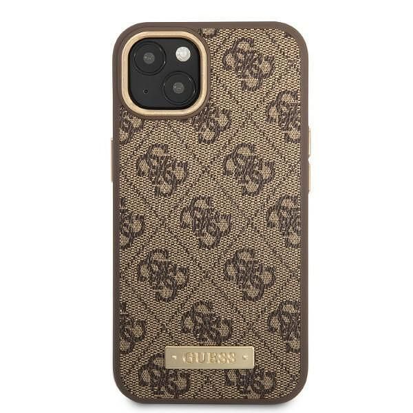 Guess hardcase 4g logo plate magsafe - дизайнерски кожен кейс с magsaf