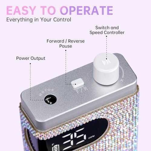 Професионална пила за нокти 35000RPM, безжична, комплект 12 накрайника