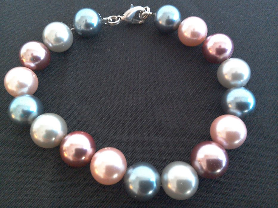 Set deosebit perle în 4 culori "mother of pearls": colier + brățară