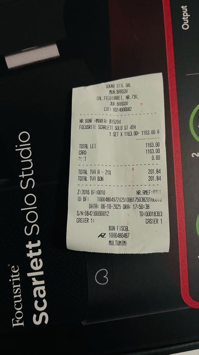 Focusrite Scarlett Solo Studio 4th Gen bundle–nou, cu bon și garanție