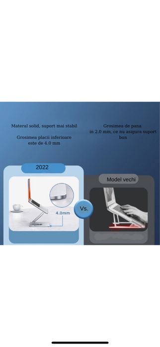 Suport laptop, tableta sau telefon, de birou, pliabil, portabil, 360•