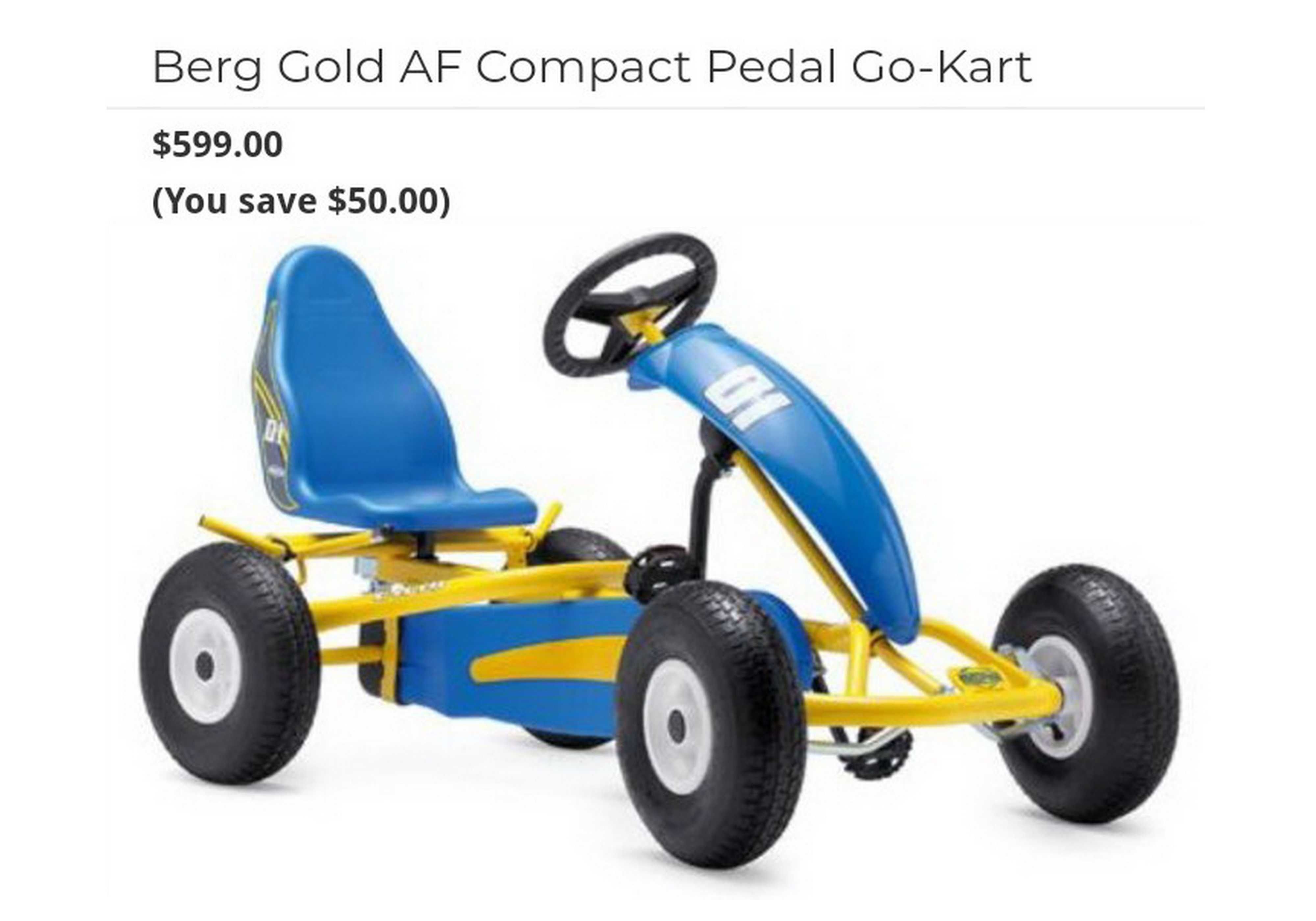 Cart (Kart) cu pedale copii/adulți  BERG Cyclo AF, galben cu albastru