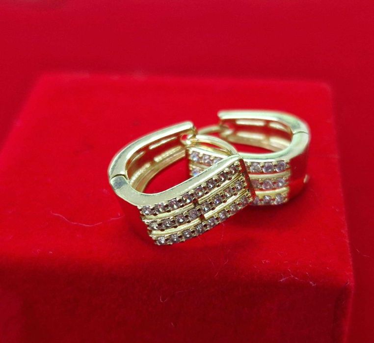 GP86,cercei placati aur 14k,incuietoare sigura, zirconii albe,eleganti