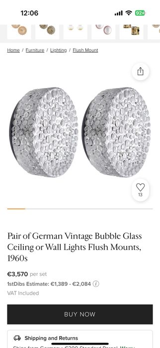 Плафон стъклен / 60-те