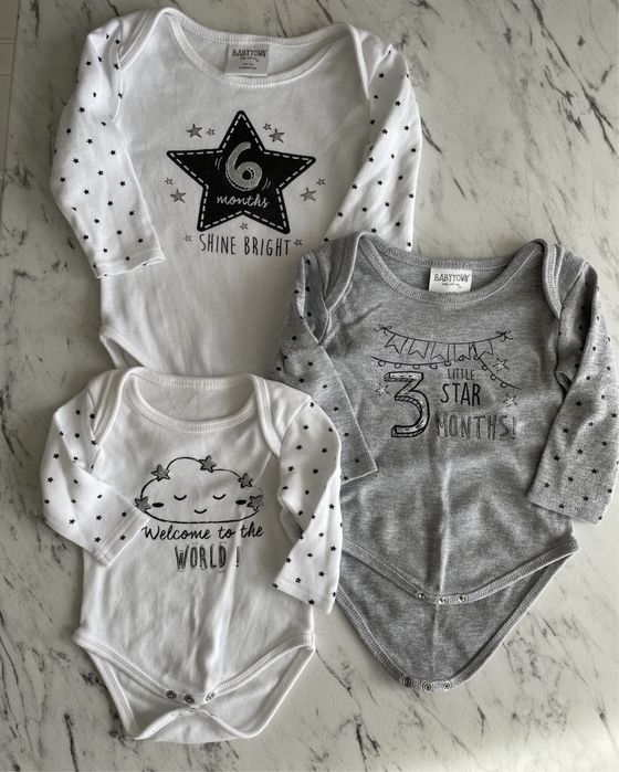 Бебешки бодита 3 броя, 0-6 м