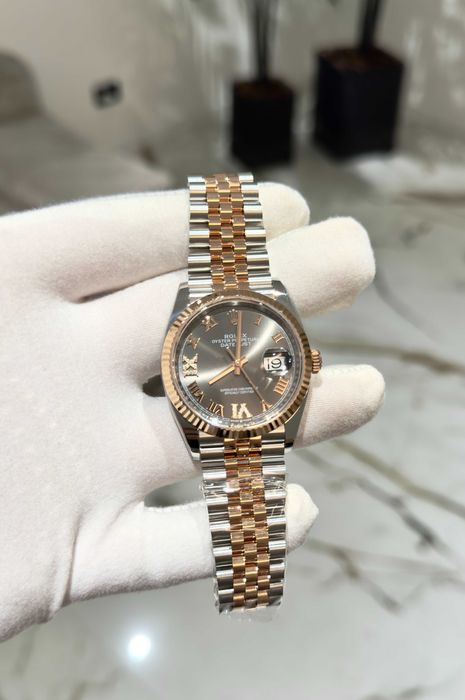 rolex datejust 36mm двуцветен сив циферблат