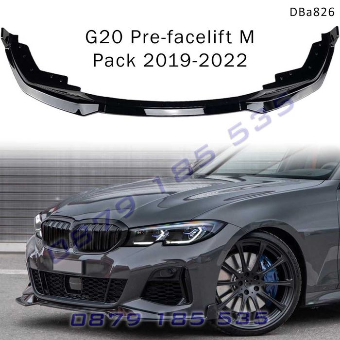 Черен лип спойлер предна броня BMW 3 G20 M Pre face 19-22 бмв г 20 пре