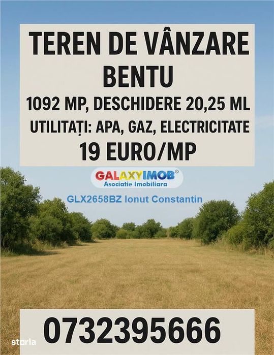 Vanzare teren Bentu 1092 mp