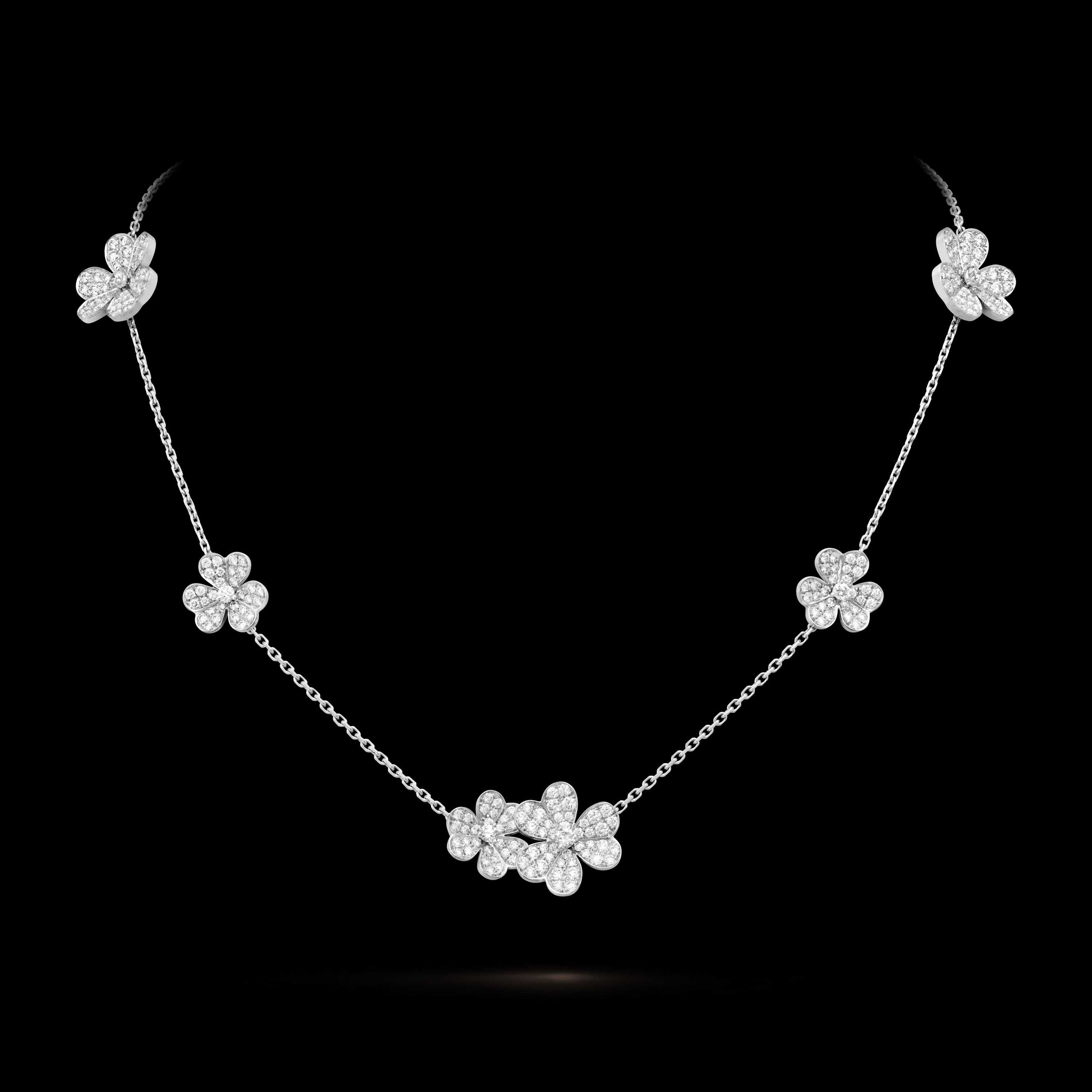 Van Cleef & Arpels VCA Silver Diamond 9 Flowers Frivole Дамско Колие