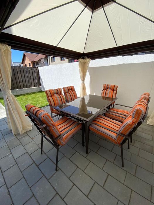 Set terasa / mobilier gradina cu masa fixa, dreptunghiulara, 6 scaune