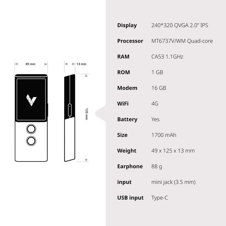 №1 Карманный голосовой онлайн переводчик  Vasco Translator M3