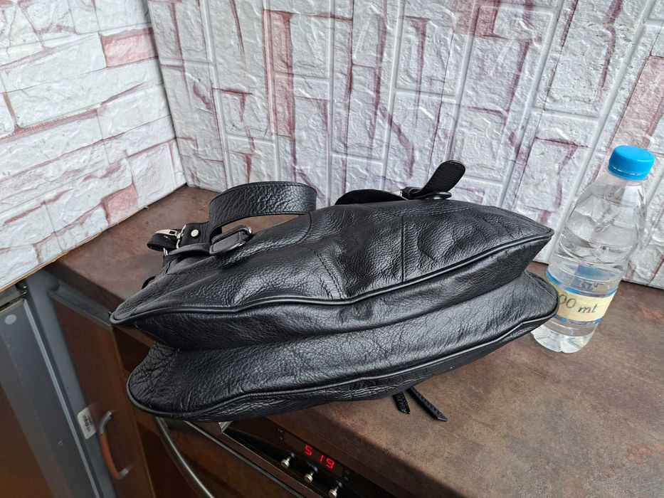 дамска чанта,черна торба-естествена кожа