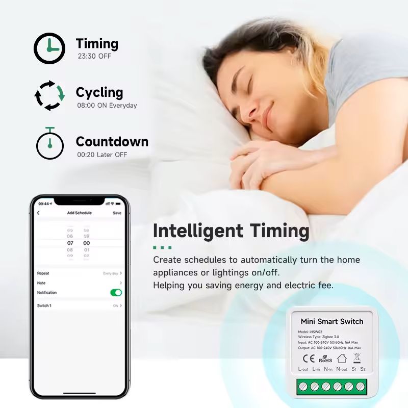 Tuya Smart ZigBee 3.0 16A  мини-превключвател (Home Assistant Z2MQTT)