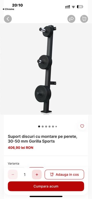 Suport Discuri Olimpice prindere pe perete, 50-51 mm noi nou