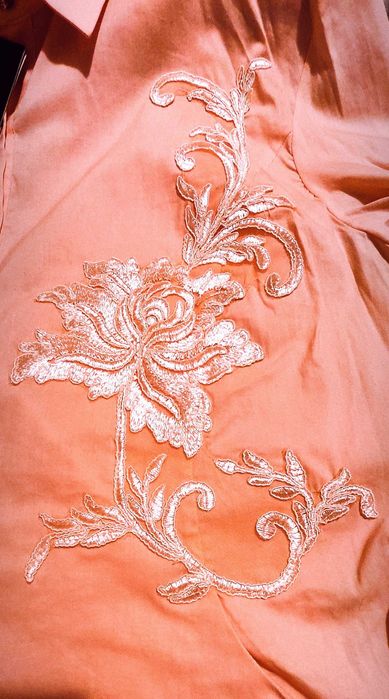 Банкетна лятна дамска риза, бледорозова с бродерия; 4XL–6XL/BG 54–58