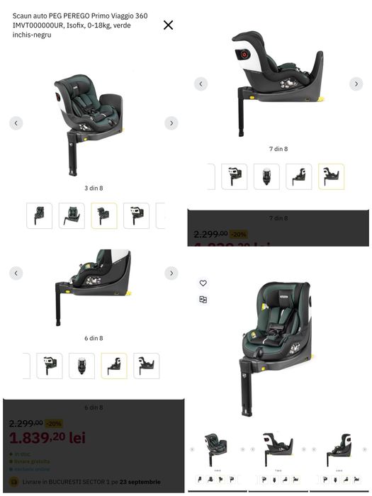 Scaun auto 360 peg perego primo viaggio