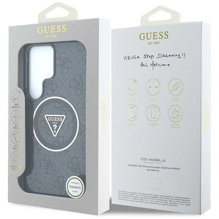 Guess Metal Glitter 4G CircleTriangle MagSafe за  Galaxy S25 Ultra