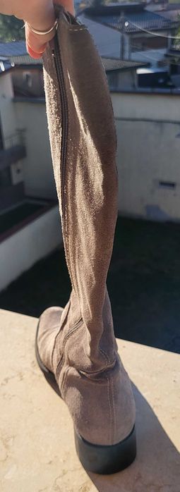 Cizme lungi de dama, piele naturala, intoarsa, mar. 40