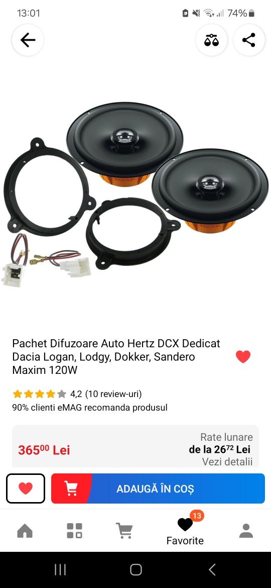 Pachet Difuzoare Auto Hertz DCX Dedicat Dacia Logan