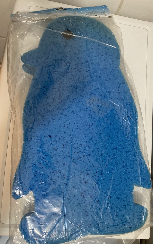 Burete de siguranta pentru baie, Pinguin, albastru, 50x27x4 cm