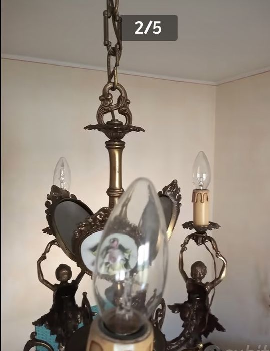Lustră din bronz si ceramică