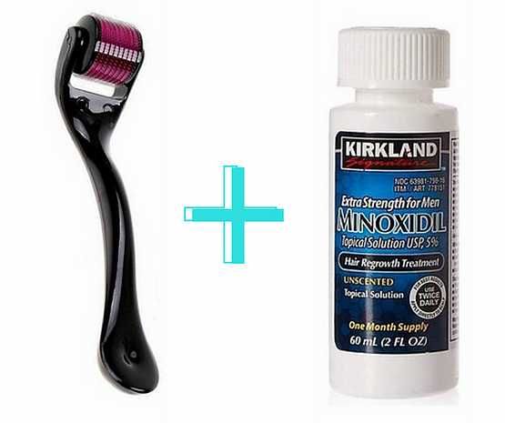 Minoxidil Kirkland 5%, 1 lună aplicare +Dermaro