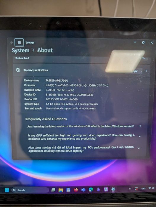 Microsoft Surface Pro 7,1866,12.3″,i5-1035g4,8GB,128 GB,Win11p,