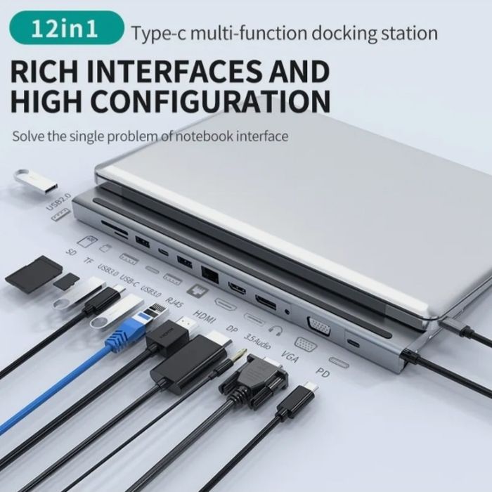 Переходник 12 in 1  type c hub 4K ULTRA HD Адаптер.