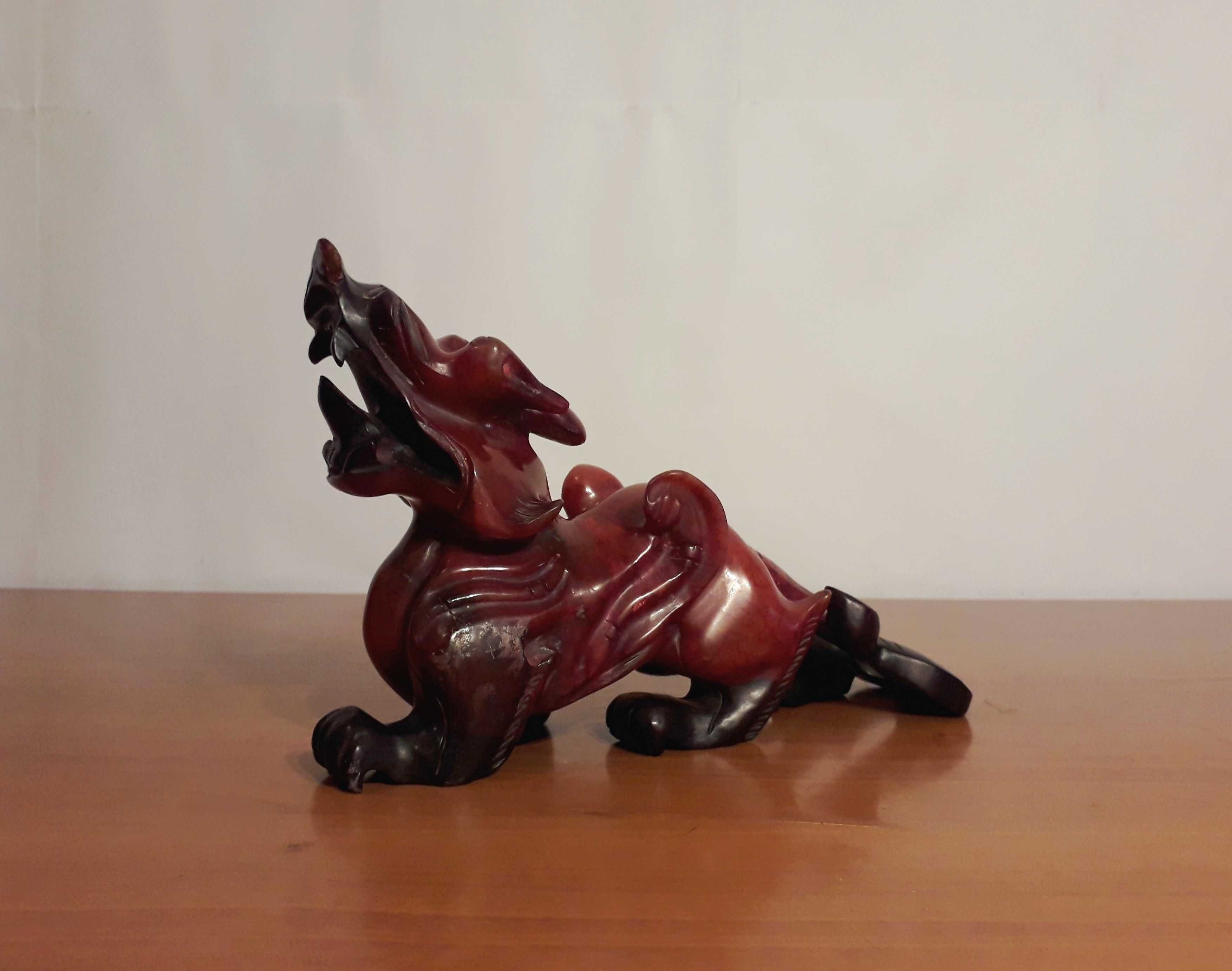 Statueta asiatica Feng Shui pt Afaceri |Dragonul Pi Xie | jad vechi