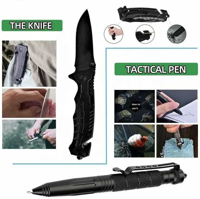 Kit supravietuire salbaticie / camping / cort  briceag , ustensile