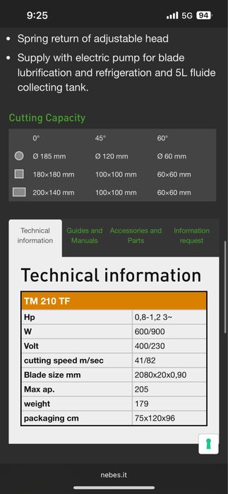 Лентоотрезна машина Hebes TM 210
