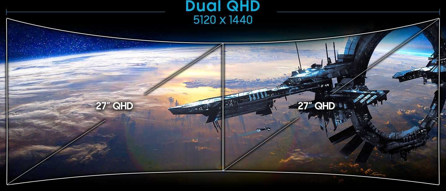Монитор SAMSUNG Odyssey, 49 инча, QLED, 120Hz, 144ppi, 5120x1440