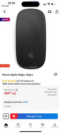 Apple Magic Mouse Black / Negru (nu logitech razer hyperx glorious)