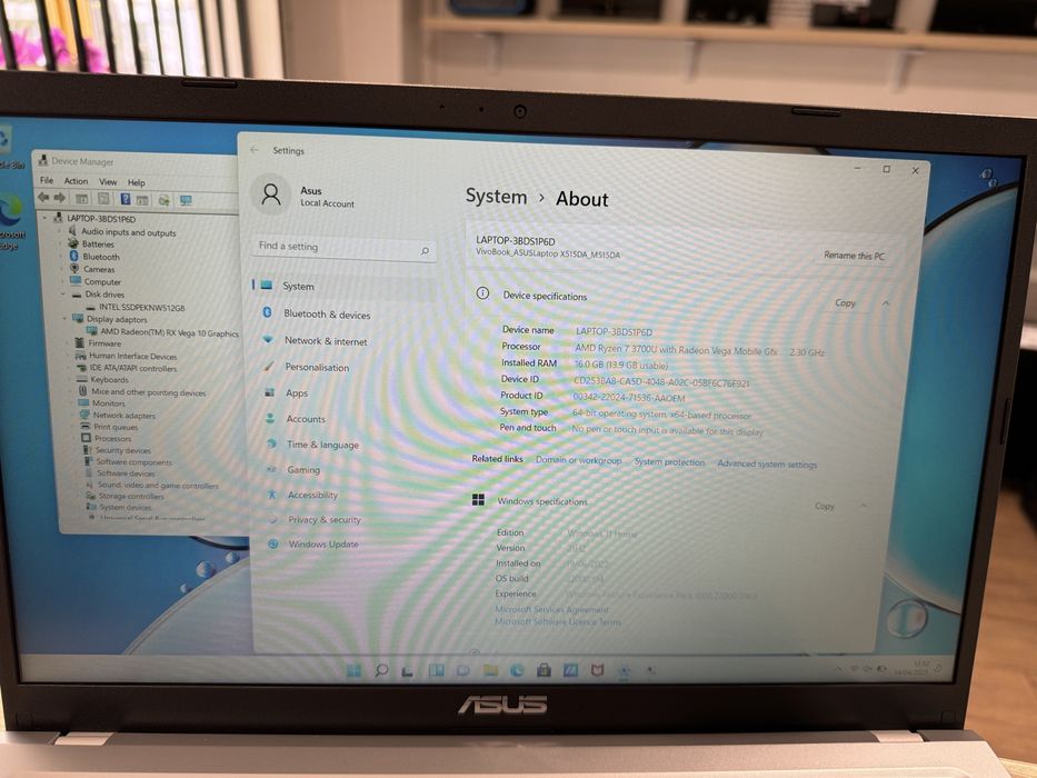Laptop ASUS Vivobook 15, Ryzen 7 3700U, 16GB/512GB SSD, Silver,NOU!!!