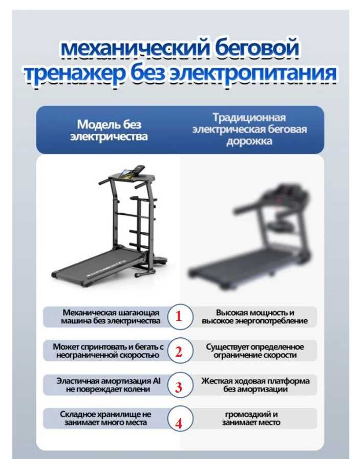 Беговая дорожка механическая-110x55x115 mm Выдерживает нагрузку 200 кг