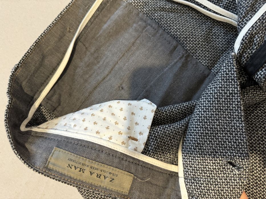 Pantaloni stofa de lana Zara, gri cu picatele 40 M
