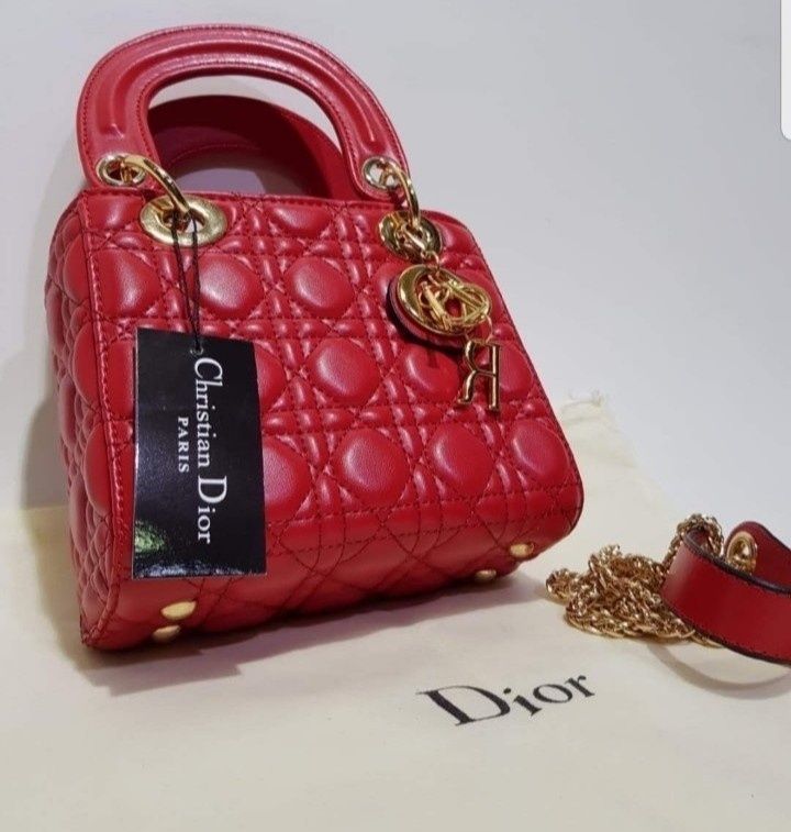 Genti mini Lady Dior, diverse nuanțe, saculet, etichetă